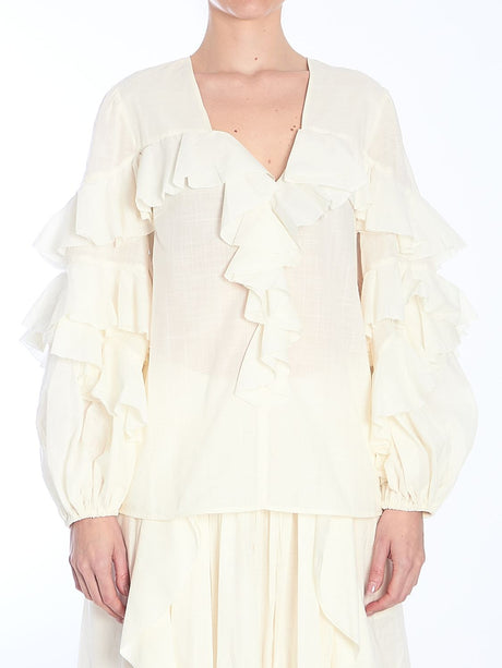 ZIMMERMANN Elegant Blouse with Ruffles and Puff Sleeves - True to Size