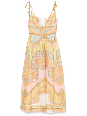 ZIMMERMANN Printed Linen Midi Dress