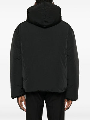 JACQUEMUS Men's Classic Black Down Jacket with Detachable Logo