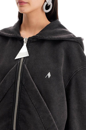 THE ATTICO Oversized Full-Zip Washed Cotton Sweatshirt with Maxi Hood