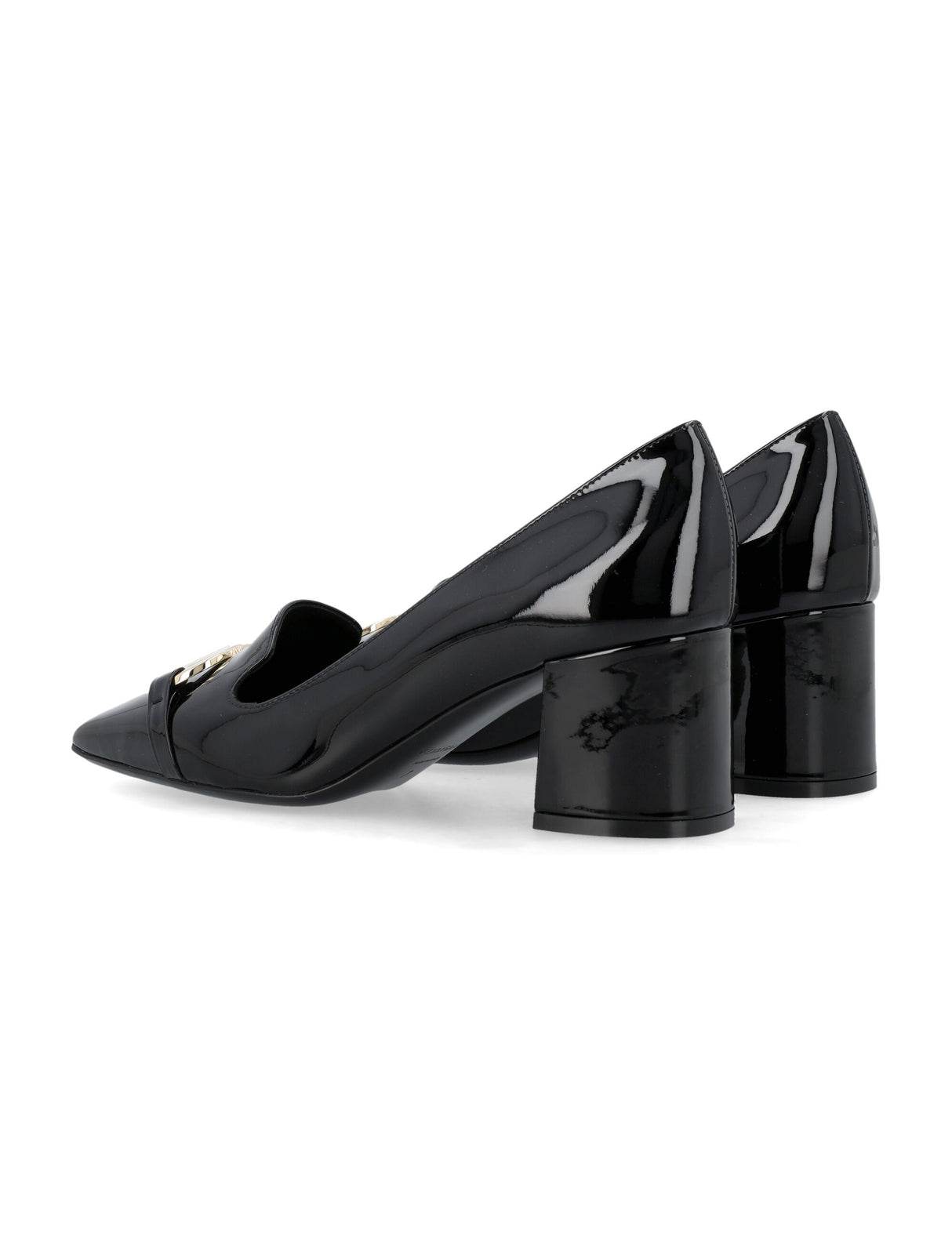 Ferragamo Elegant Patent Leather Block Heel Pumps 60mm