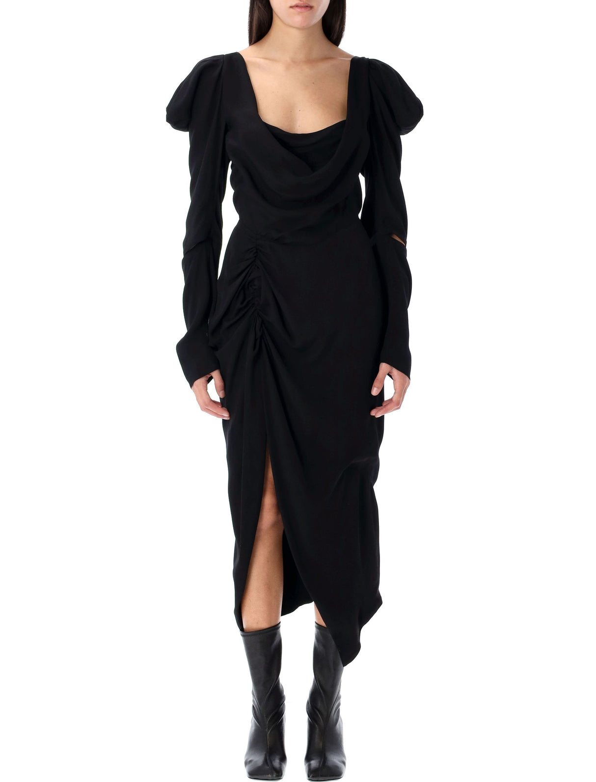 VIVIENNE WESTWOOD Asymmetric Hemline Long Sleeve Panther Dress - Size 40