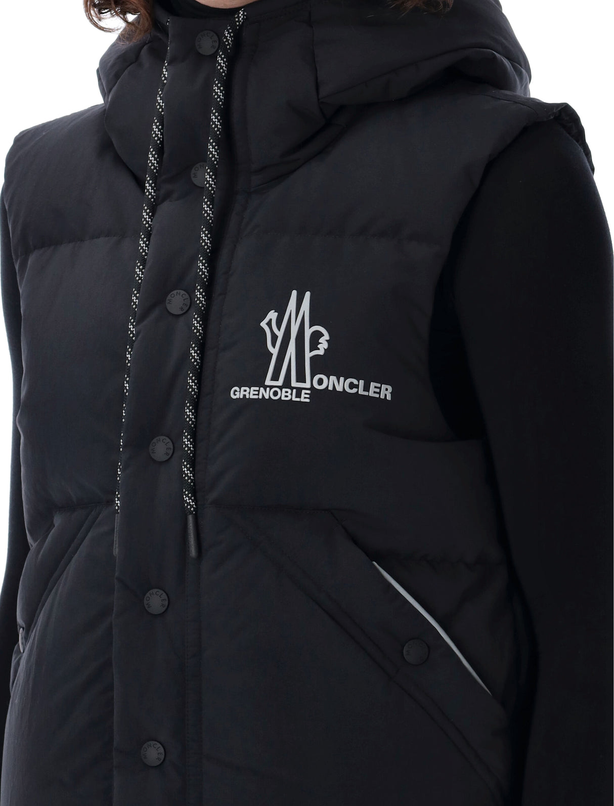 MONCLER GRENOBLE Men's Down-Filled Vest with Adjustable Hood - Size 0