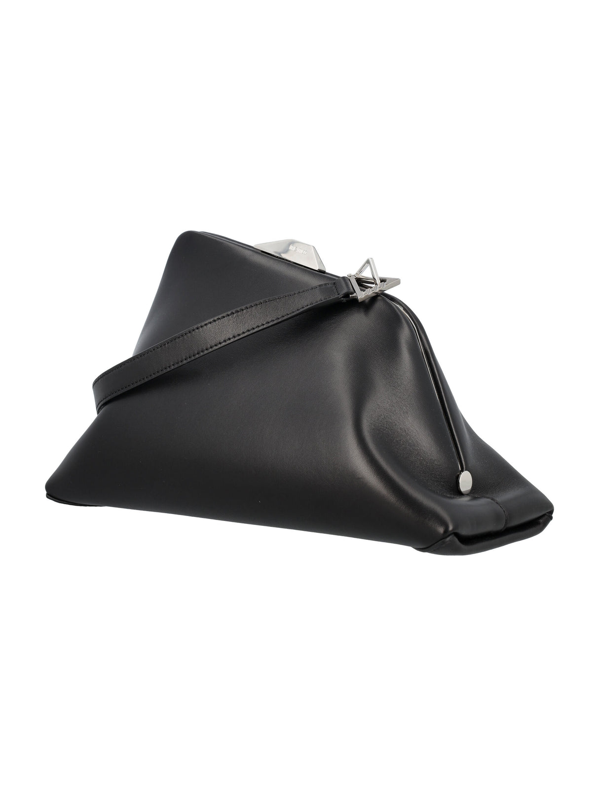 THE ATTICO Elegant Triangular Mini Handbag with Silver Accents - 19x34.5x13cm