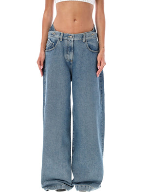 THE ATTICO Dual Waistband Wide-Leg Denim Pants