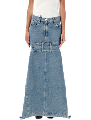 THE ATTICO Chic Long Denim Skirt with Cut-Out Design