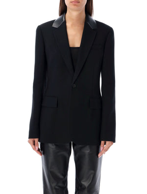 RALPH LAUREN Tailored Blazer with Leather Collar Trim - Size 6