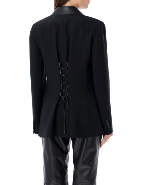 RALPH LAUREN Tailored Blazer with Leather Collar Trim - Size 6