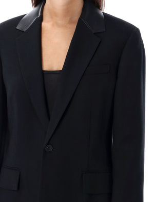 RALPH LAUREN Tailored Blazer with Leather Collar Trim - Size 6