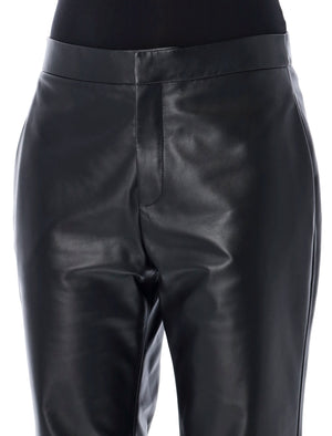 RALPH LAUREN High-Rise Straight-Leg Leather Pants - Size 4