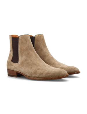 SAINT LAURENT Elegant Wyatt 30 Suede Chelsea Boots