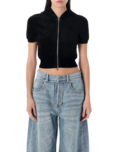 T BY ALEXANDER WANG Mini Cropped Zip-Up Hoodie