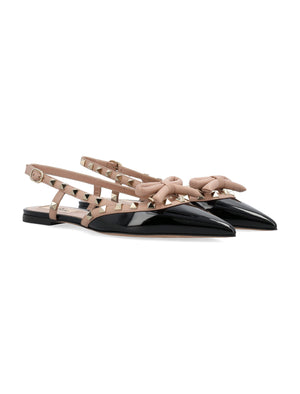 VALENTINO GARAVANI Chic Rockstud Slingback Ballerina with Bow