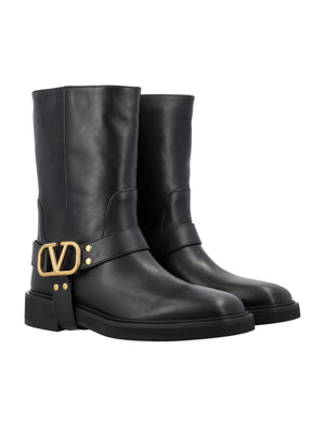 VALENTINO GARAVANI V-Logo Biker Boots for Women - Mid Length