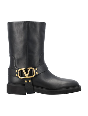 VALENTINO GARAVANI V-Logo Biker Boots for Women - Mid Length