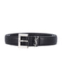 SAINT LAURENT Sleek Mini Cassandre Men's Leather Belt - 2cm