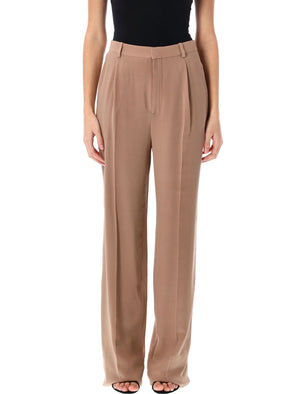 SAINT LAURENT High-Waist Silk Crepe Pants - Size 36