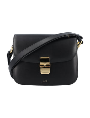 A.P.C. Elegant Mini Trapezoidal Leather Handbag with Gold Accents