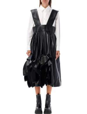 COMME DES GARÇONS Eco Leather Midi Skirt with Ruffle Detail in Size S