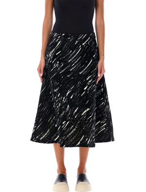 MARNI High-Waist Brushstroke Print Midi Skirt