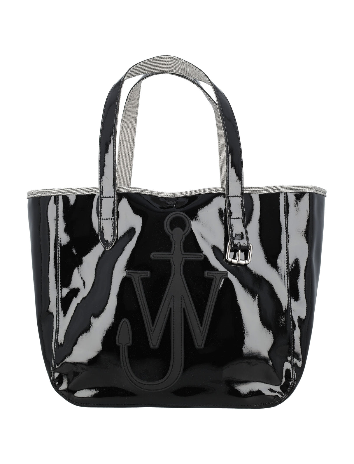 JW ANDERSON Glossy Coated Denim Tote Handbag - 30x41x19 cm