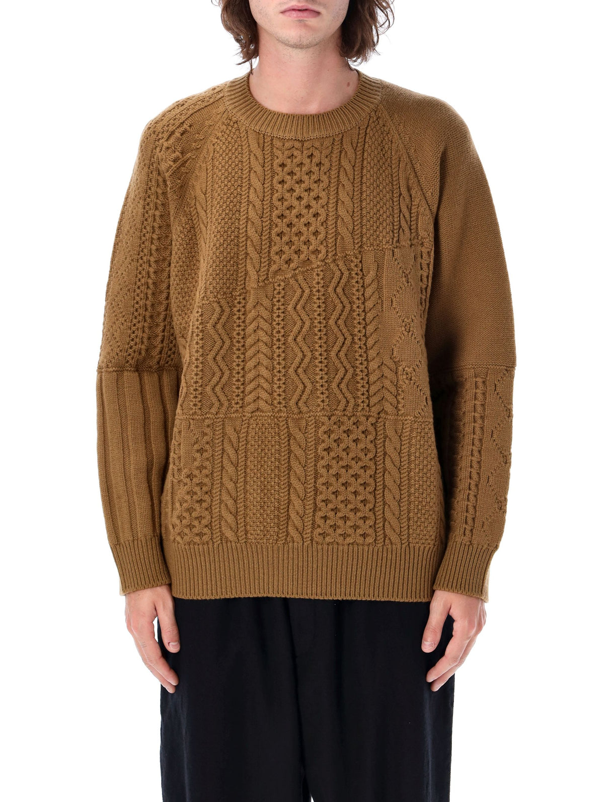 COMME DES GARÇONS HOMME PLUS Men's Cable Knit Wool Sweater - Size L