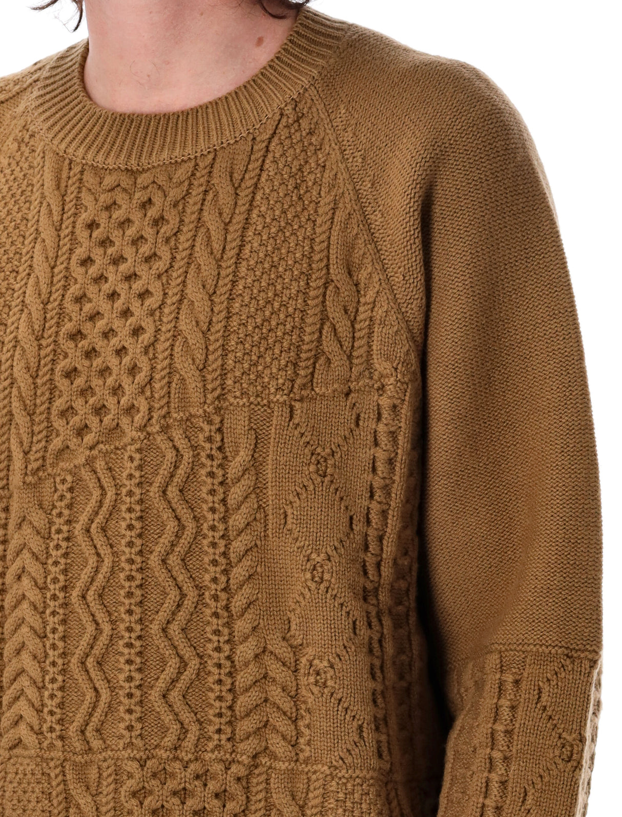 COMME DES GARÇONS HOMME PLUS Men's Cable Knit Wool Sweater - Size L