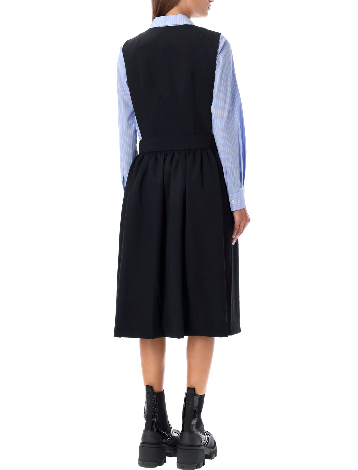 COMME DES GARÇONS A-Line Midi Dress with Gathered Skirt