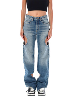 OFF-WHITE Women’s Straight-Leg Meteor Cut-Out Jeans Size 26