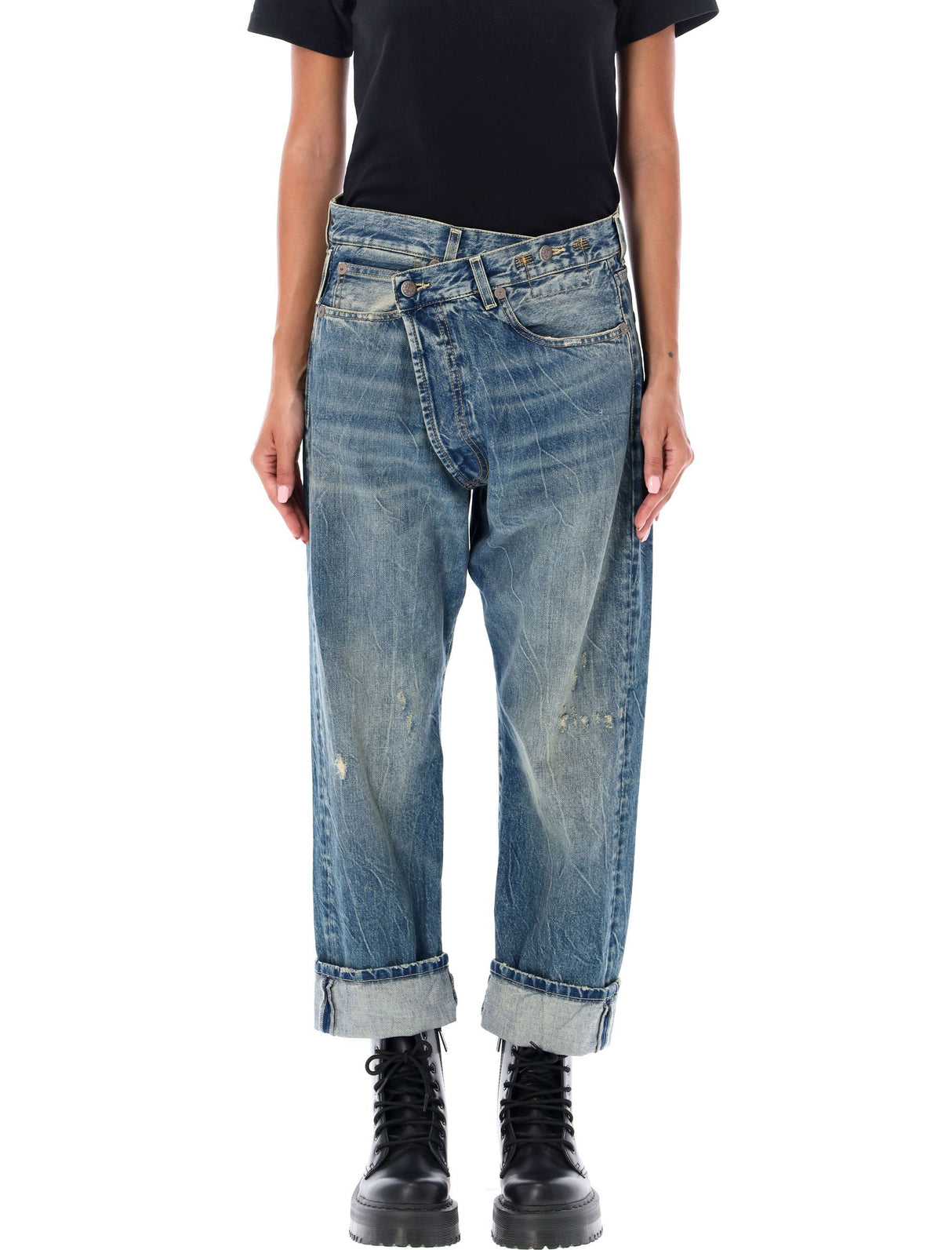 R13 Crossover Distressed Denim Jeans