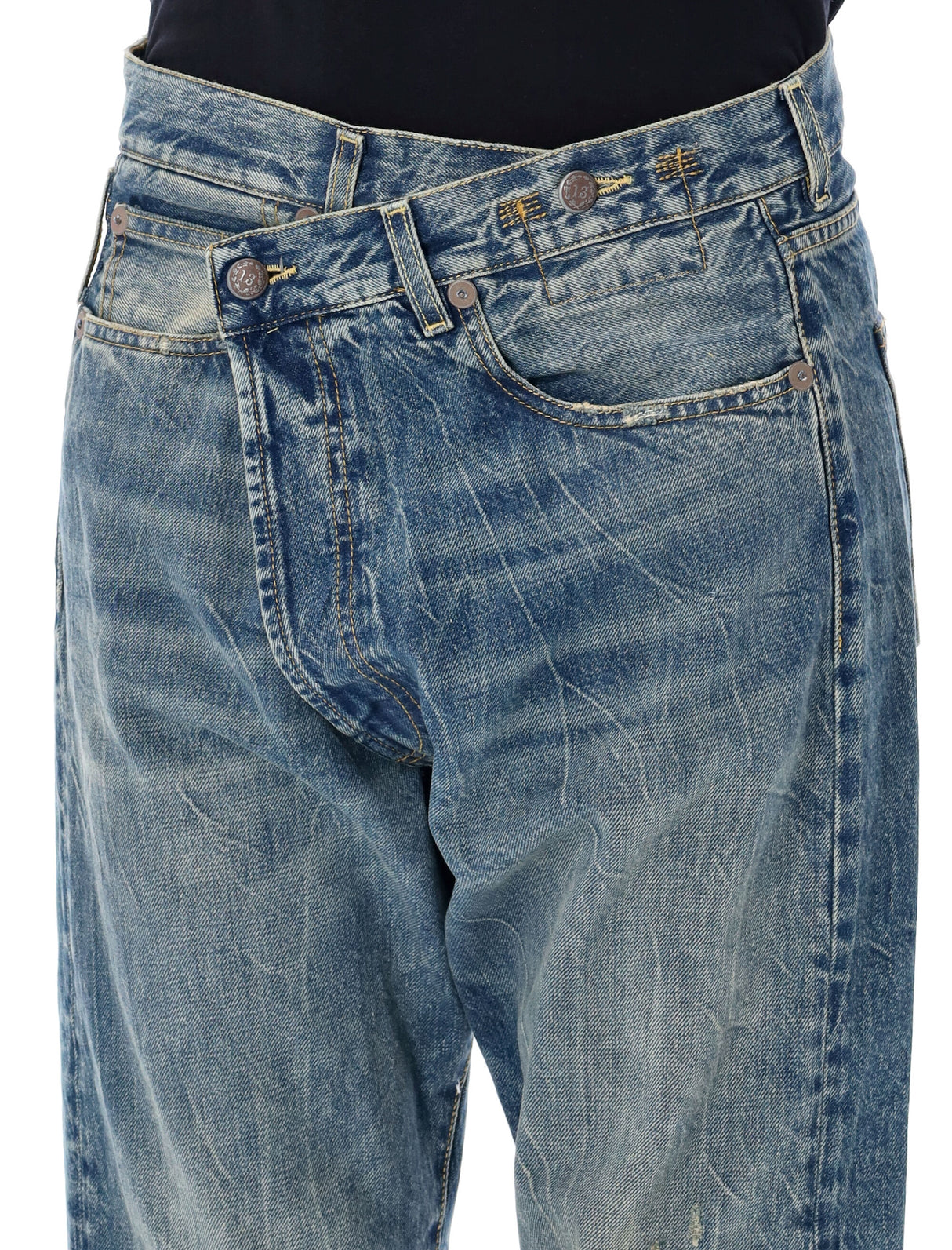 R13 Crossover Distressed Denim Jeans