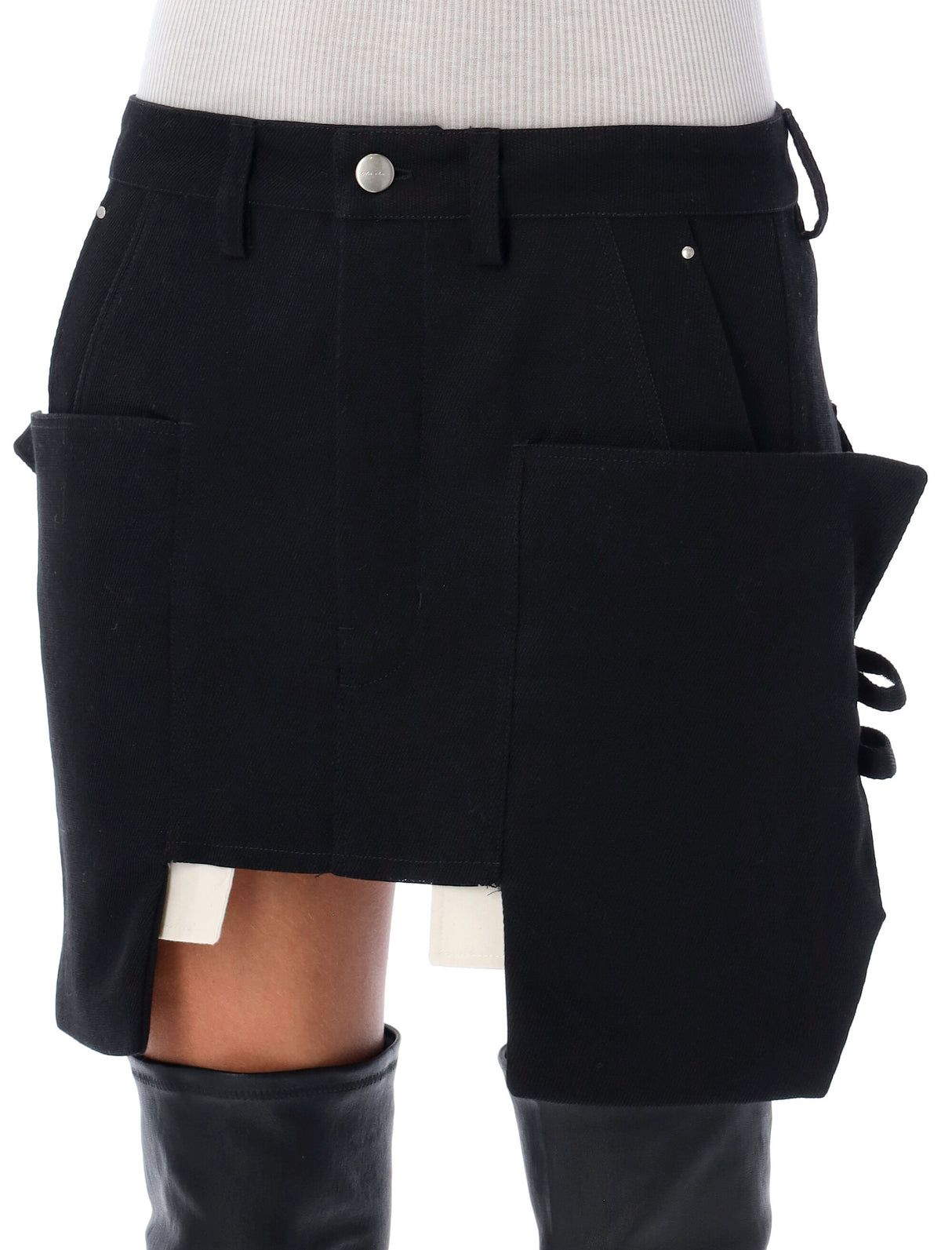 RICK OWENS Asymmetrical Wool Mini Skirt