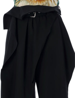 JW ANDERSON High-Waisted Draped Wool Pants