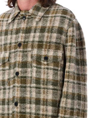 ISABEL MARANT Earth-Tone Checkered Wool-Blend Shirt