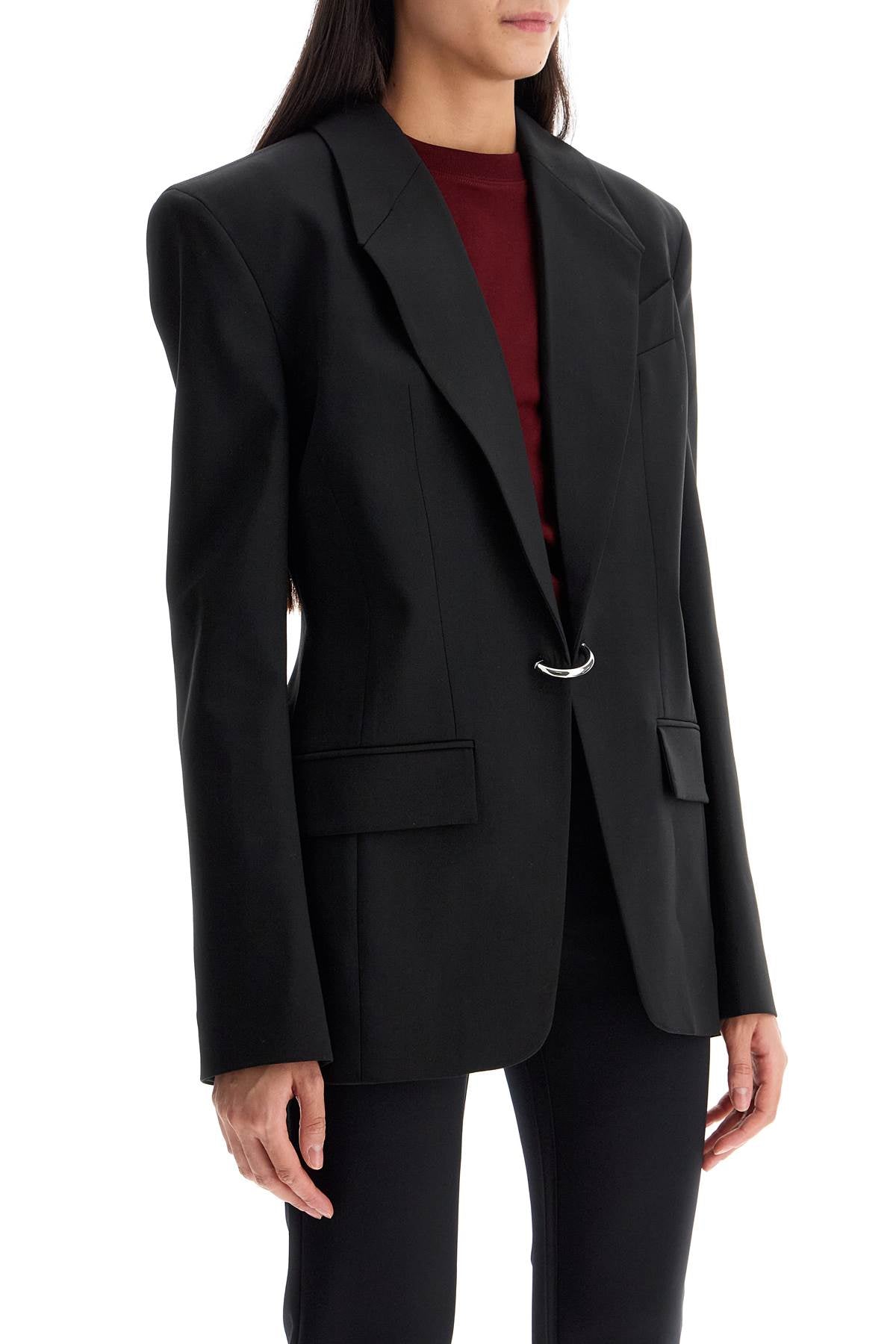 MUGLER Single-Breasted Tailored Jacket with Piercing Clasp - Womens Size 36