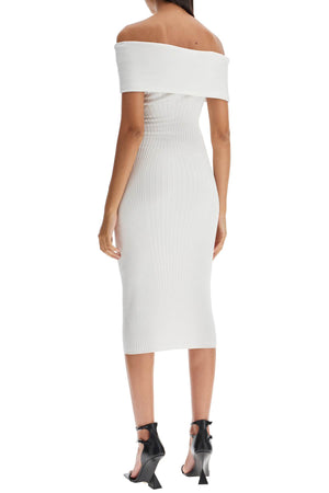 MUGLER Off-Shoulder Fitted Midi Dress - Size S