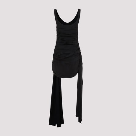 MUGLER Draped Mini Dress with Side Trains - Size 36