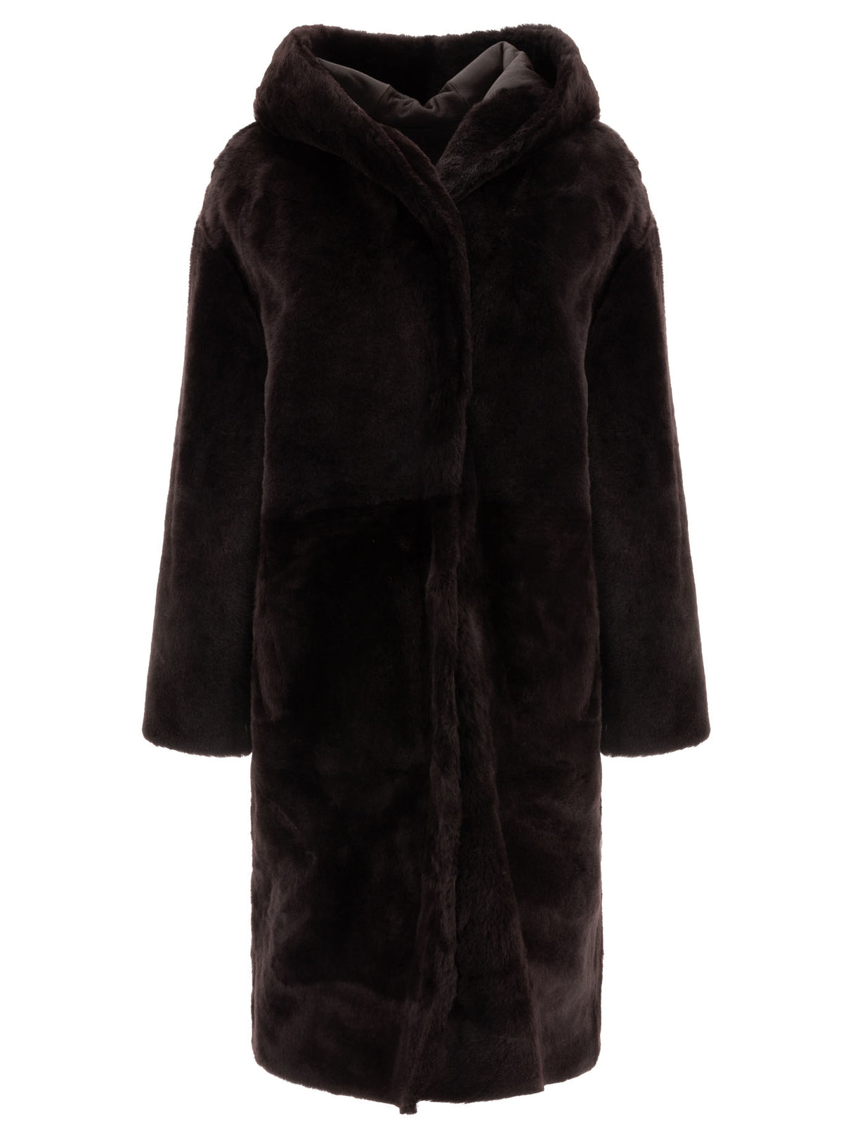 YVES SALOMON Women’s Shearling Jacket with Hood