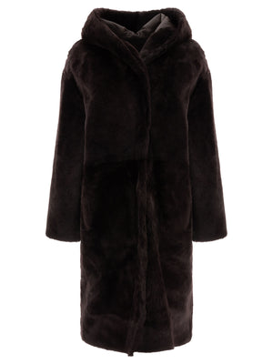 YVES SALOMON Women’s Shearling Jacket with Hood