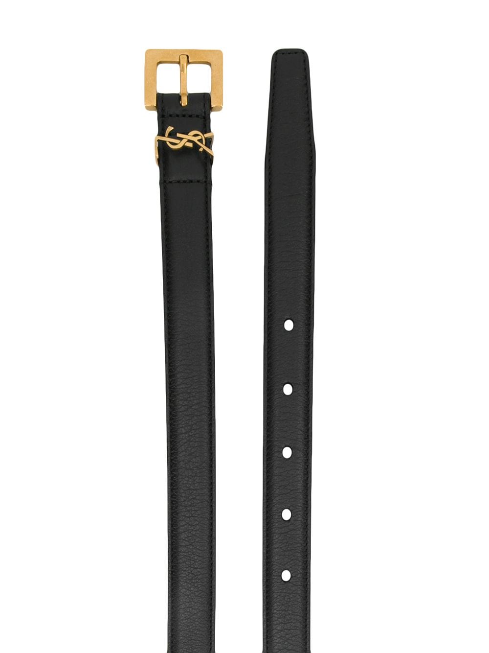 SAINT LAURENT PARIS Thin Leather Belt with Square Buckle - 2 cm Height