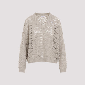 BRUNELLO CUCINELLI Lace Effect Knit Sweater Pullover for Men