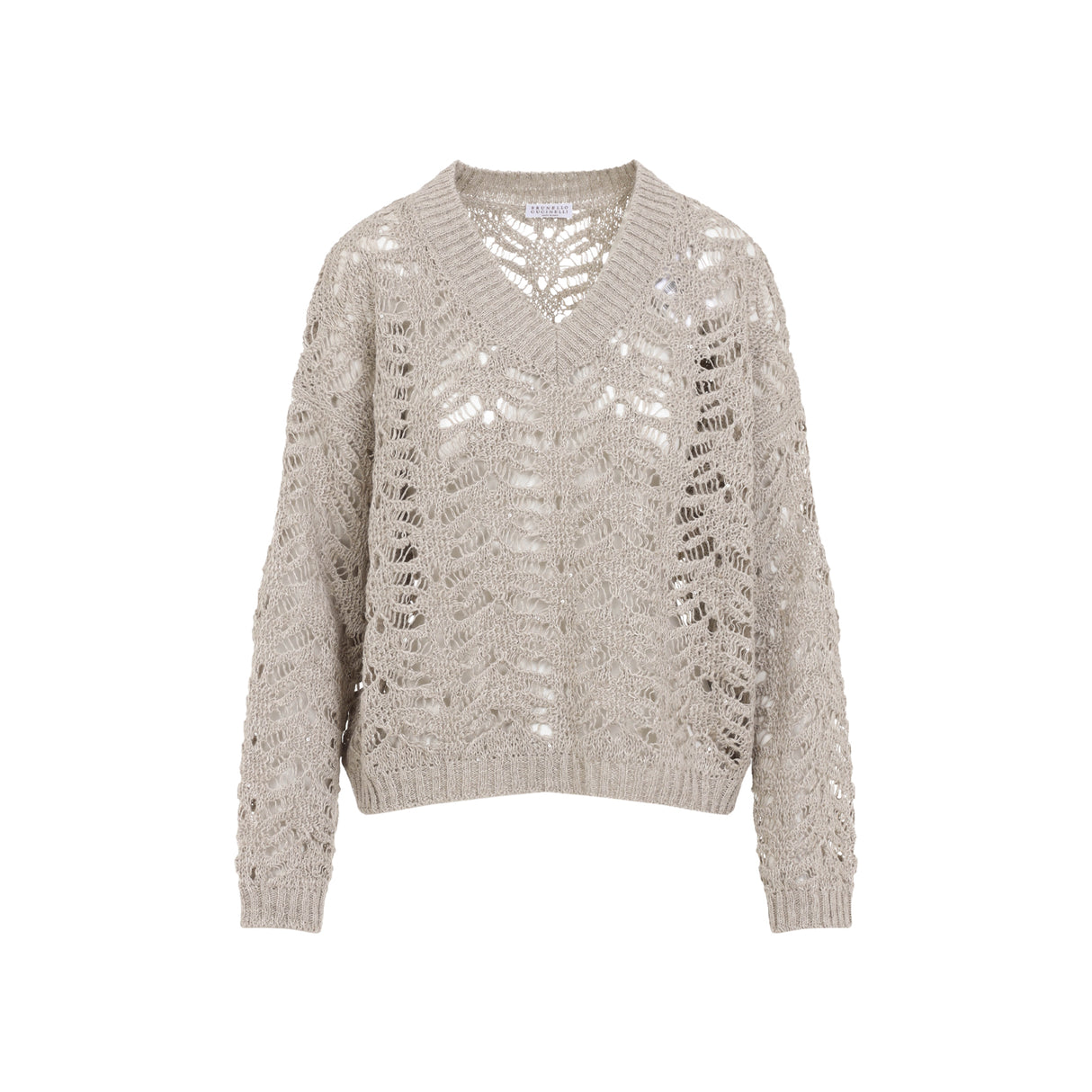 BRUNELLO CUCINELLI Lace Effect Knit Sweater Pullover for Men