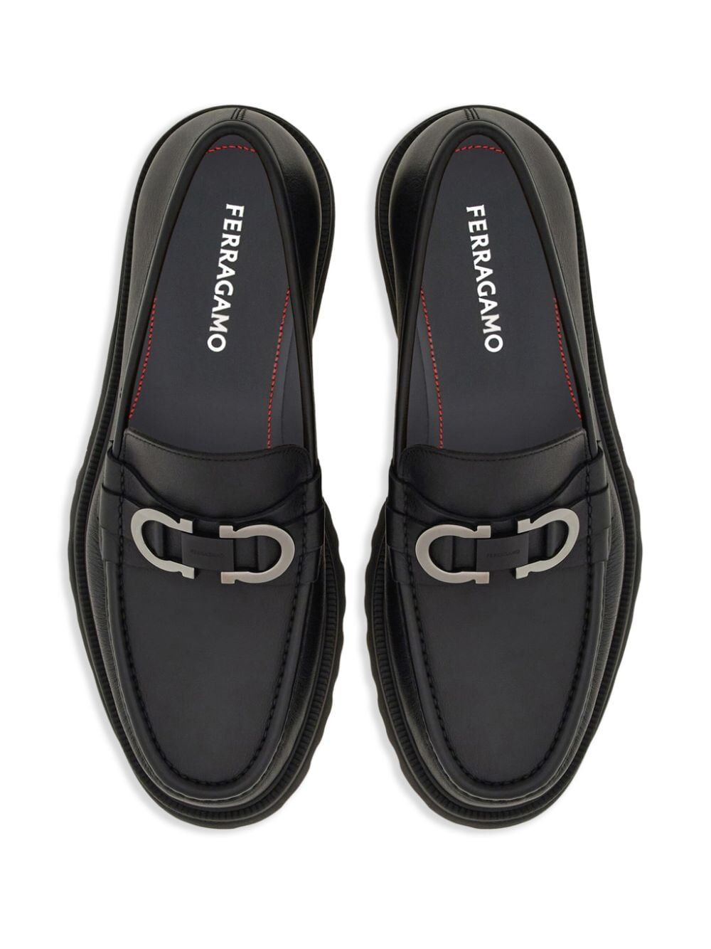 Ferragamo Leather Gancini Hook Loafers for Women