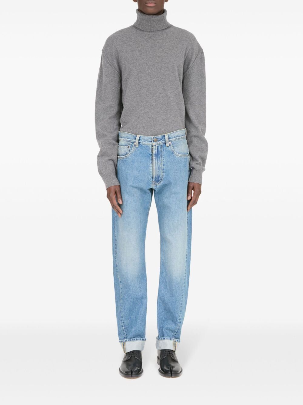 MAISON MARTIN MARGIELA Washed Denim Turn-Up Jeans for Women