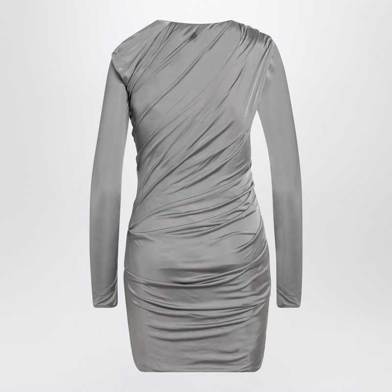 THE ATTICO Draped Mini Dress with Long Sleeves and Asymmetric Neckline