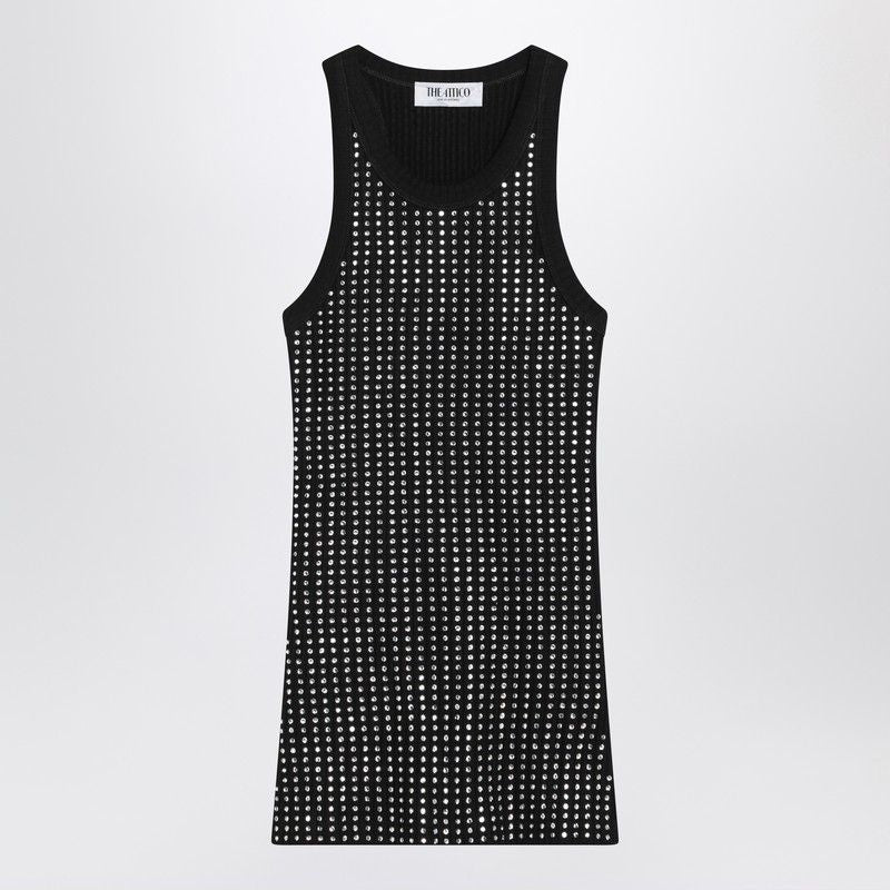 THE ATTICO Sleeveless Cotton Top with Crystals for Women