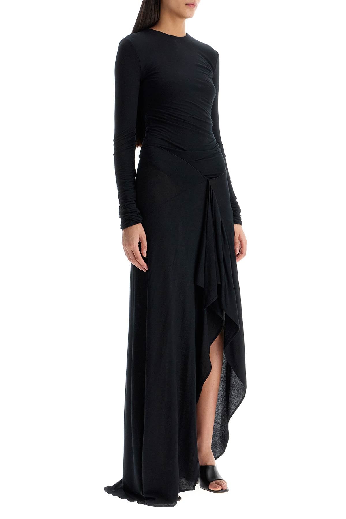 THE ATTICO Long Draped T-Shirt Maxi Dress with Pleats - Size IT 40