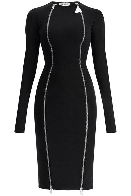 THE ATTICO Chic Midi Dress with Double Zipper Detail