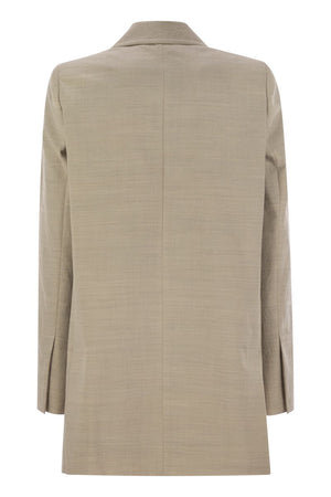 MAX MARA Single-Breasted Wool Canvas Blazer