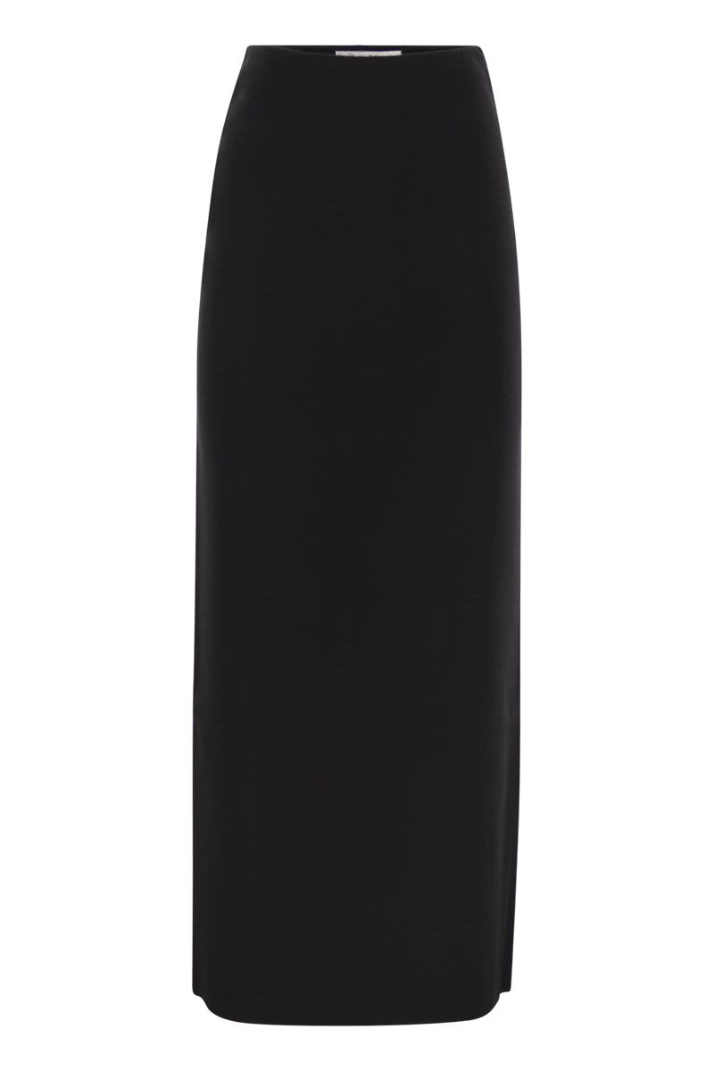 MAX MARA Stretch Viscose Crepe Skirt with Elasticated Waist - Toe Length